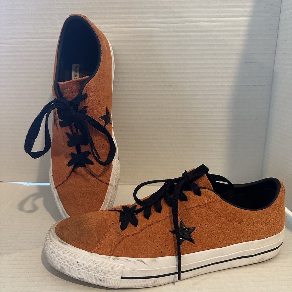 Converse Cons Men's Shoes Sneakers Size 7.5 Orange Suede Leather Lace Up Low Top